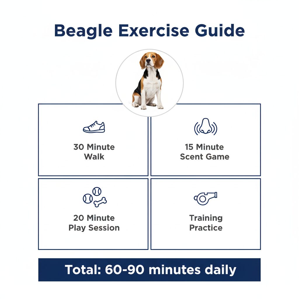 A Beagle’s energy is legendary, and daily exercise is critical to maintaining their health and happiness.