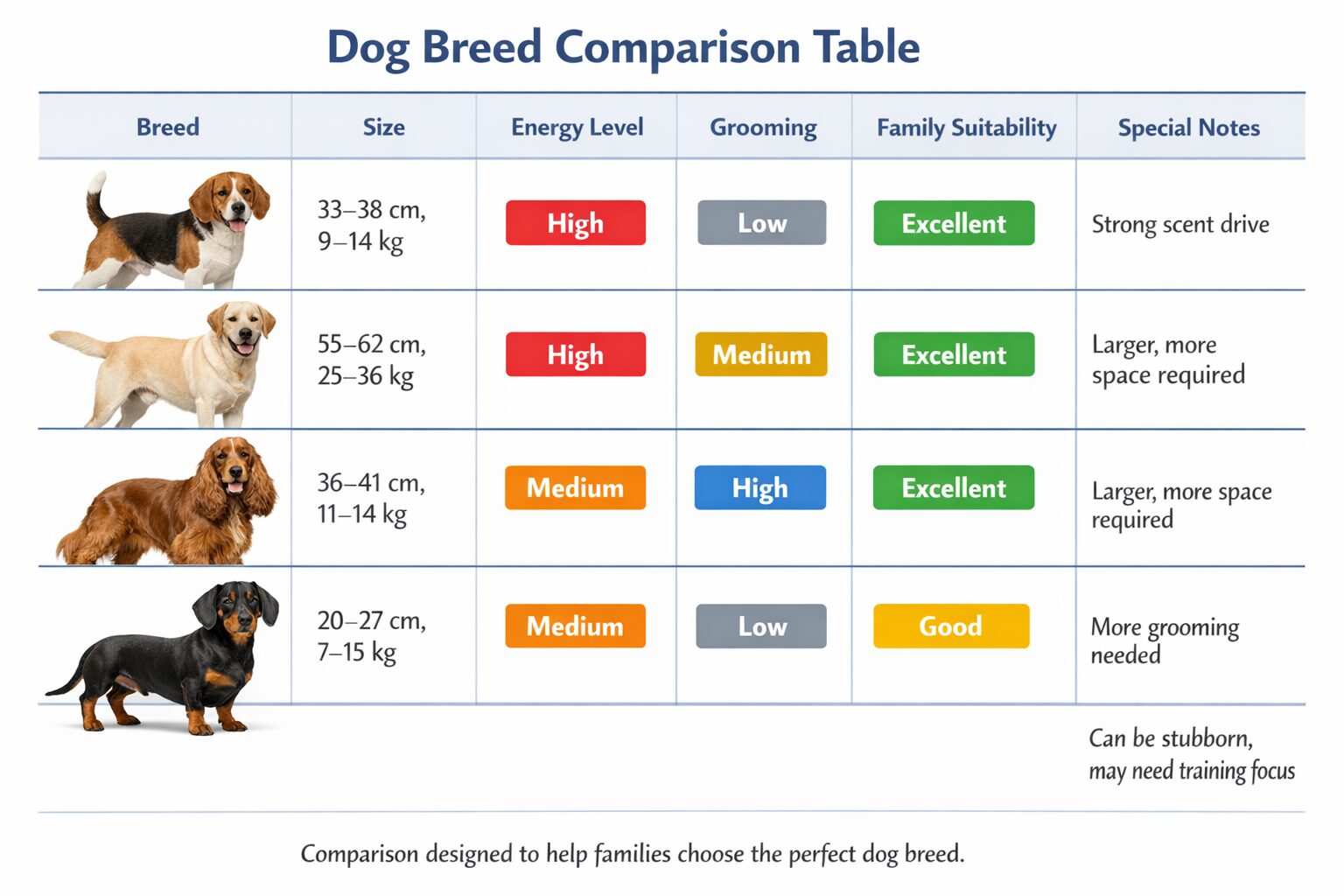 the Beagle's physical traits influence not only their looks but also their behavior and energy levels.