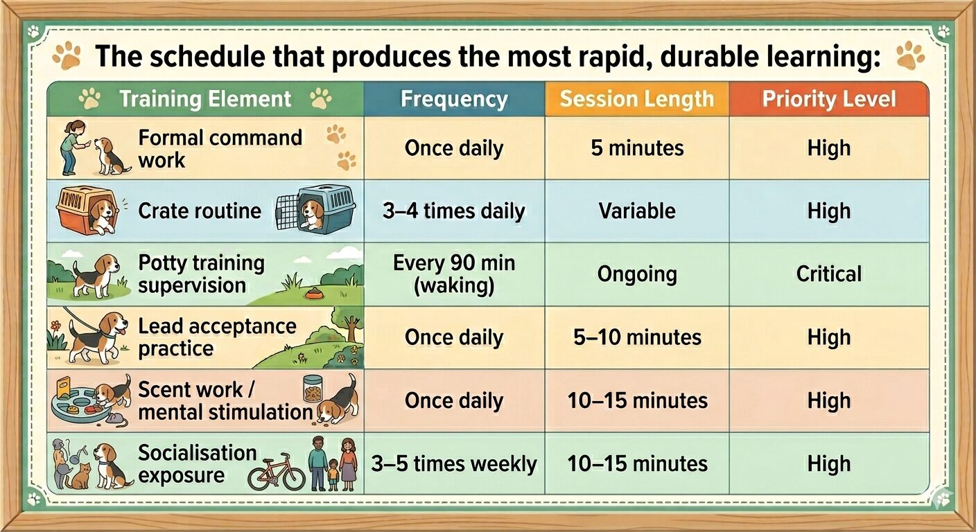 The Beagle training schedule that produces the most rapid, durable learning