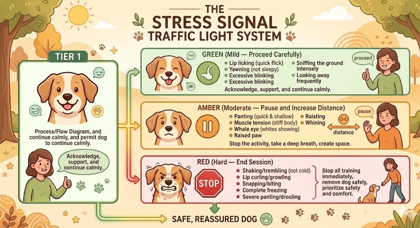 Socialising Your Beagle Puppy Beagle puppy stress signal guide showing mild moderate and hard signals during socialisation