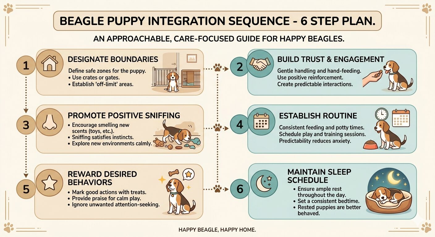 Beagles in Family Homes. Six-step integration guide for introducing a Beagle puppy to a family home with children